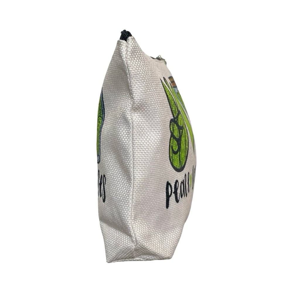 Peace, Love & Pickles Canvas Cosmetic Case with Adorable Pickle Charm - Picture 4 of 6